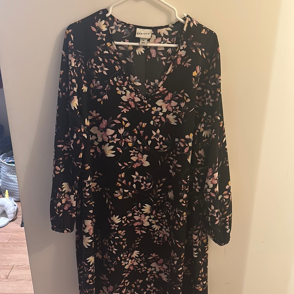 Black floral dress 2x